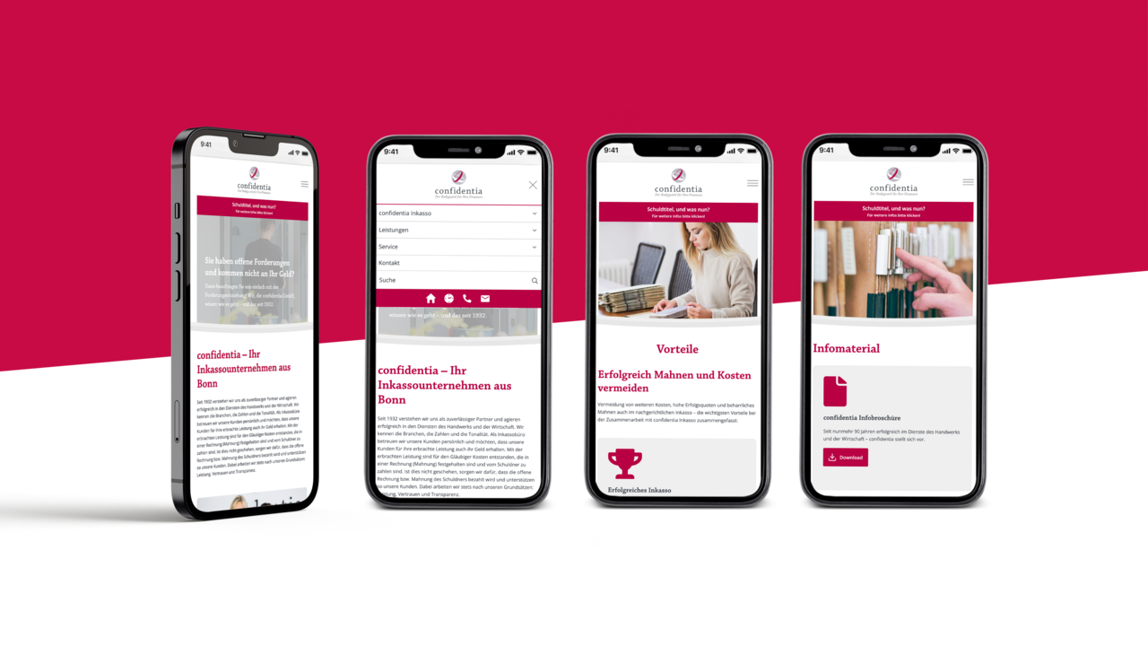 confidentia Website in mobiler Darstellung