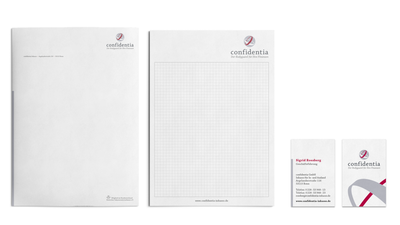 Geschäftsausstattung von confidentia Inkasso